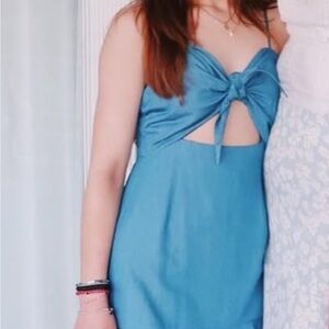 Lovers + Friends Teal Tie-Front Dress